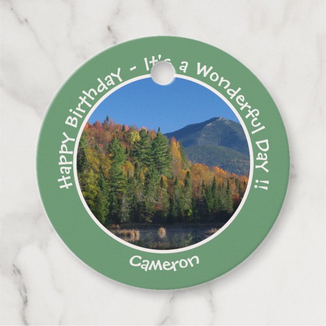 Whiteface Mountain, Adirondack Autumn Party Gåvor Etiketter (Framsida)