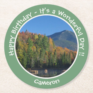 Whiteface Mountain, Adirondack Autumn Party Underlägg Papper Rund