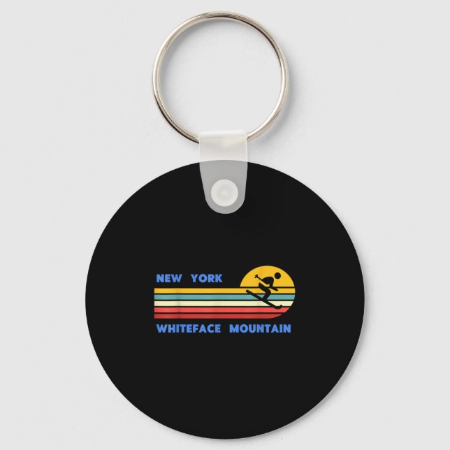 Whiteface Mountain New York Skiing Skier Ski Retro Nyckelring (Framsida)