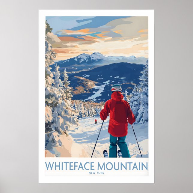 Whiteface Mountain skidåkning väggkonst Skidtryck  (Framsidan)