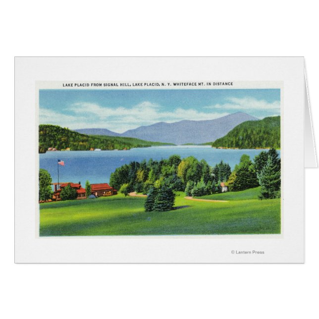 Whiteface Mt i Sjö Avstånd Hälsningskort (Framsidan Horizontal)