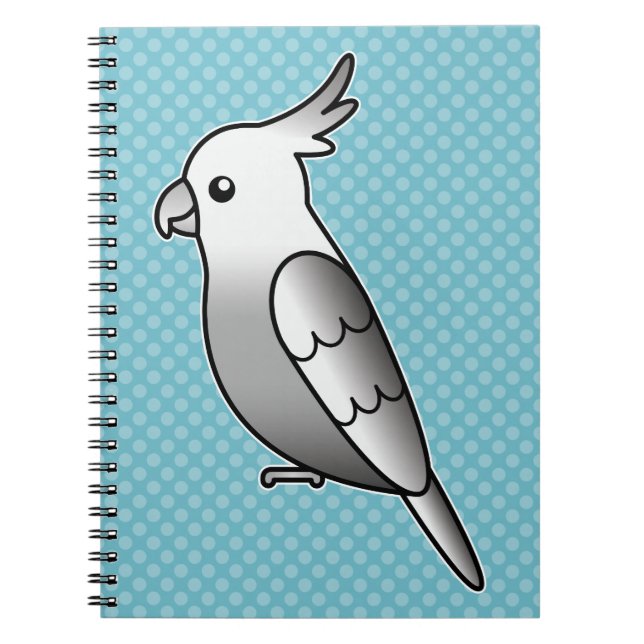 Whiteface Tecknad Cockatiel Parrot Bird Anteckningsbok Med Spiral (Framsidan)