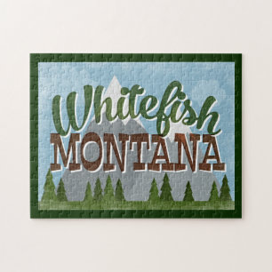 Whitefish Montana Roligt Retro Snowy Mountains Pussel