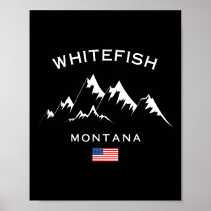 Whitefish Montana Skidort Klippiga bergen Skidåkni Poster