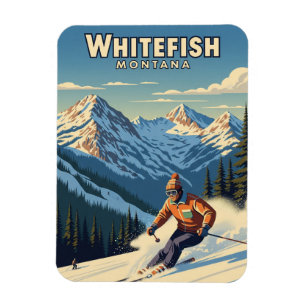 Whitefish Montana Skier Travel Magnet