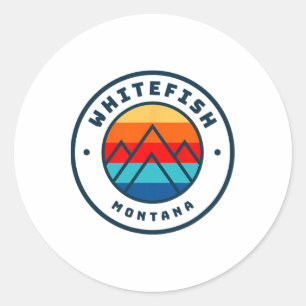Whitefish Montana Skiing Snowboarding Family Ski T Runt Klistermärke
