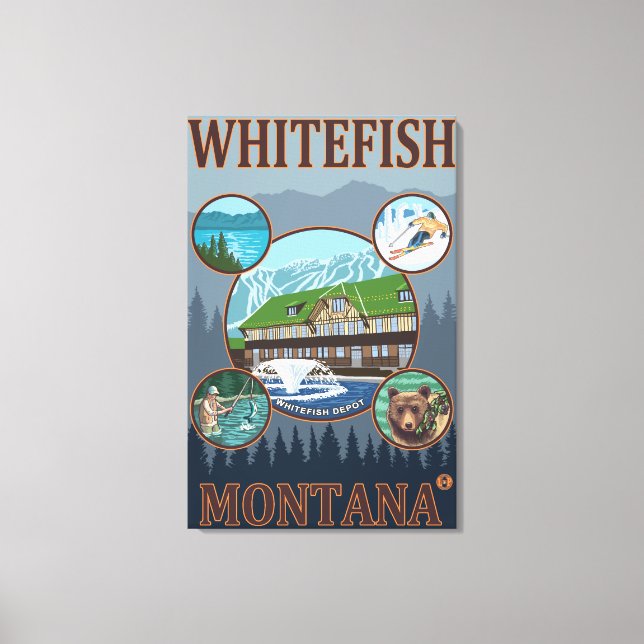 Whitefish, MontanaScenia Travel Poster Canvastryck (Framsida)