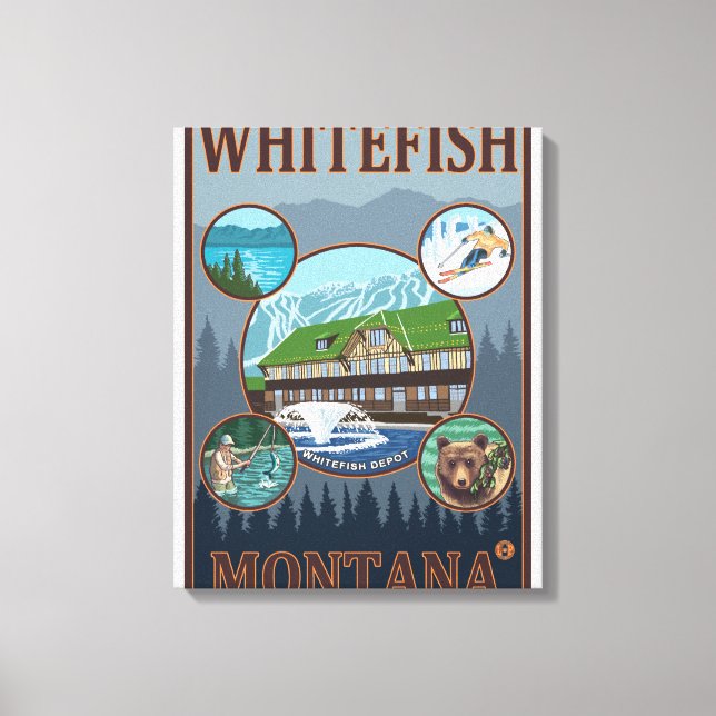 Whitefish, MontanaScenia Travel Poster Canvastryck (Framsida)