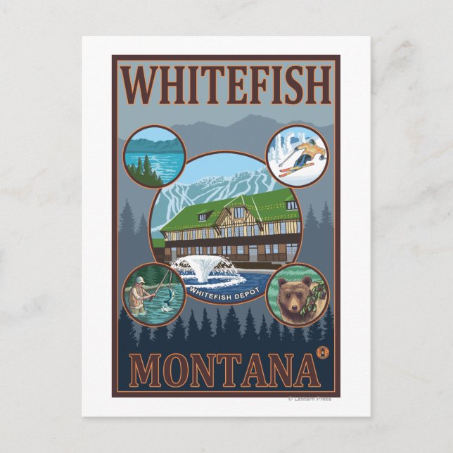 Whitefish, MontanaScenia Travel Poster Vykort (Framsida)