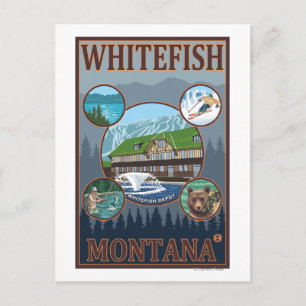 Whitefish, MontanaScenia Travel Poster Vykort