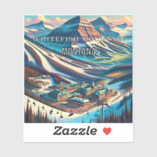 Whitefish Mountain Montana 3 Inch Vinyl Sticker Klistermärken