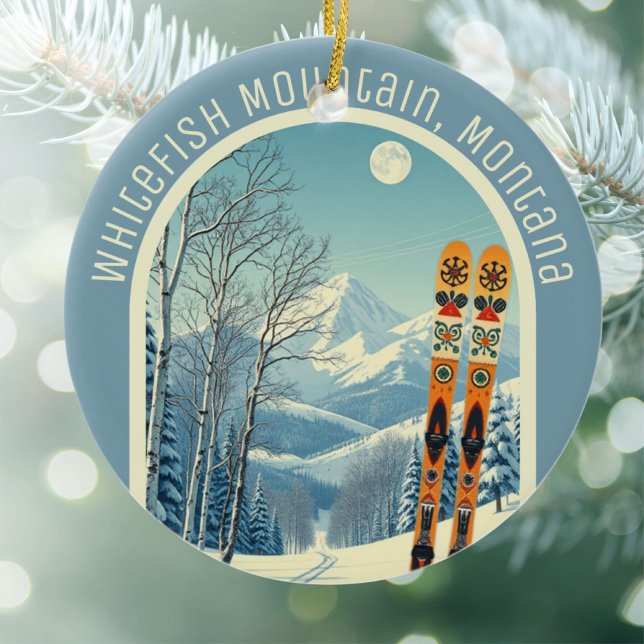 Whitefish Mountain Montana skid-souvenir  Julgransprydnad Keramik (Skapare uppladdad)