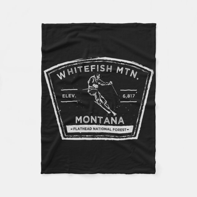 Whitefish Mountain Montana Snö Skidåkning Fleecefilt (Framsidan)