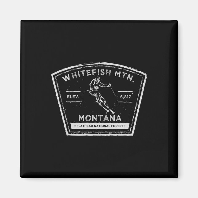 Whitefish Mountain Montana Snö Skidåkning  Magnet (Framsidan)