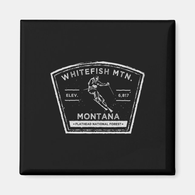 Whitefish Mountain Montana Snö Skidåkning  Magnet (Framsidan)