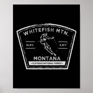 Whitefish Mountain Montana Snö Skidåkning Poster