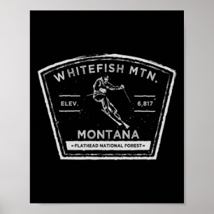 Whitefish Mountain Montana Snö Skidåkning Poster