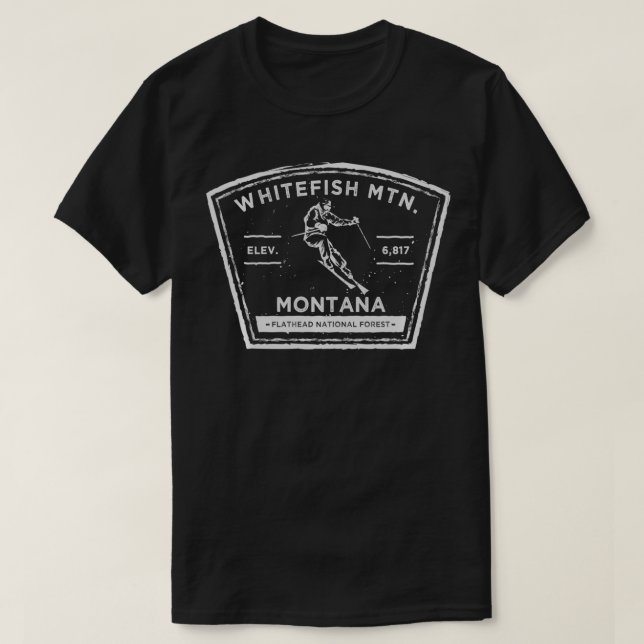Whitefish Mountain Montana Snö Skiing T Shirt (Design framsida)