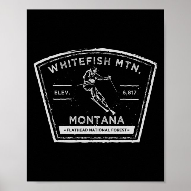 Whitefish Mountain Montana Snow Skiing  Poster (Framsidan)