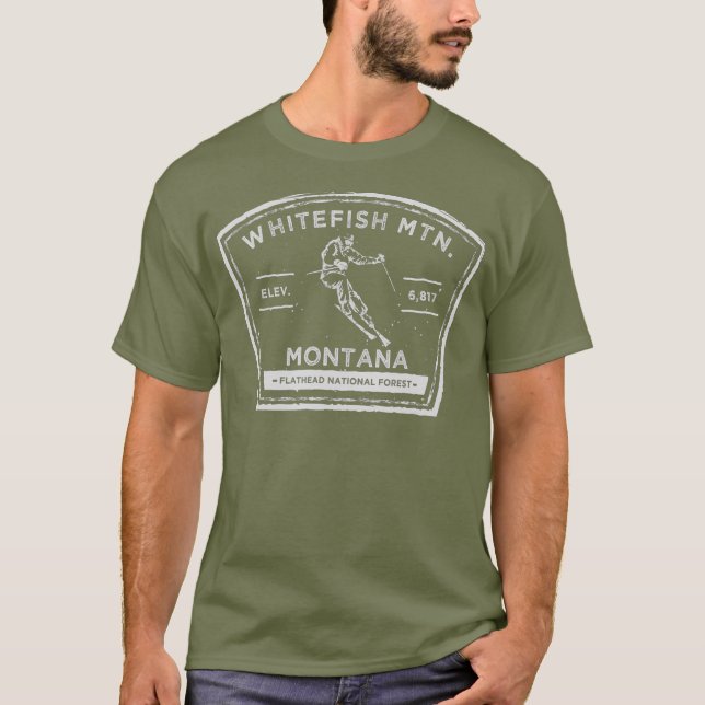 Whitefish Mountain Montana Snow Skiing T Shirt (Framsida)