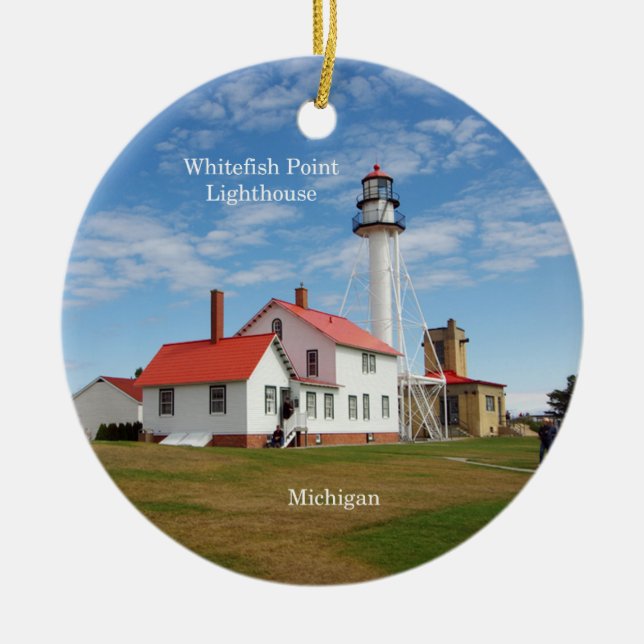 Whitefish Point Lighthouse-dekoration Julgransprydnad Keramik (Framsidan)