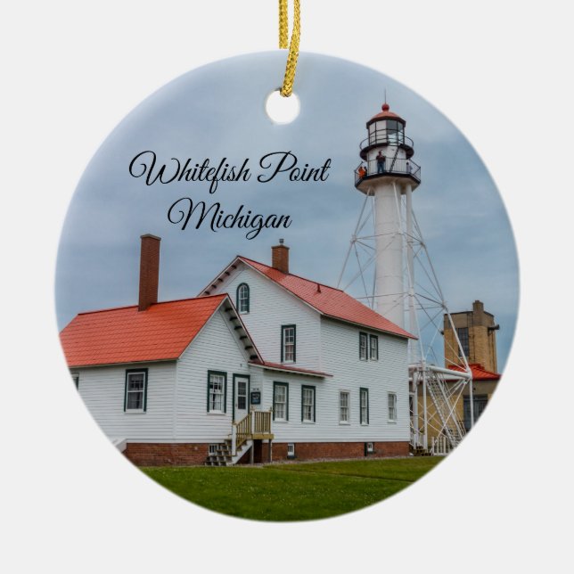 Whitefish Point Lighthouse Julgransprydnad Keramik (Framsidan)