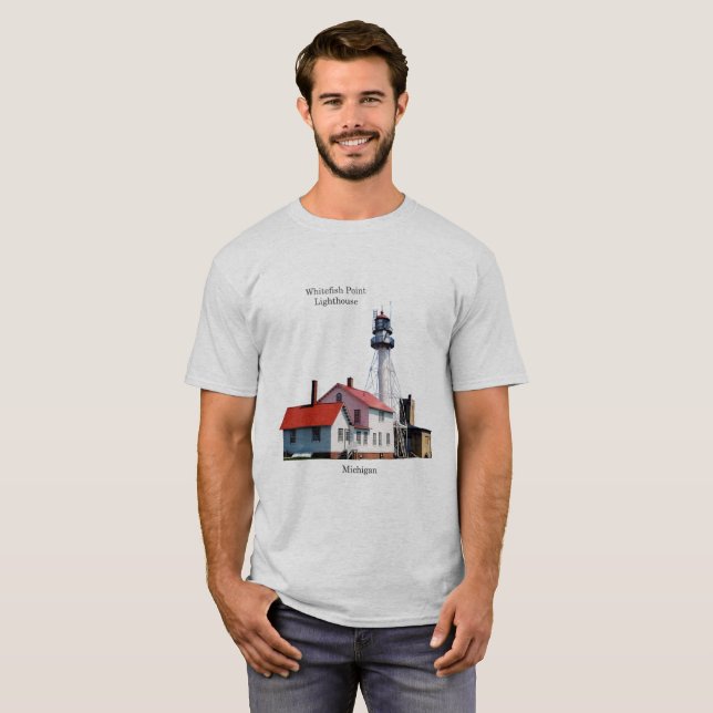 Whitefish Point Lighthouse-skjortljus T Shirt (Hel framsida)