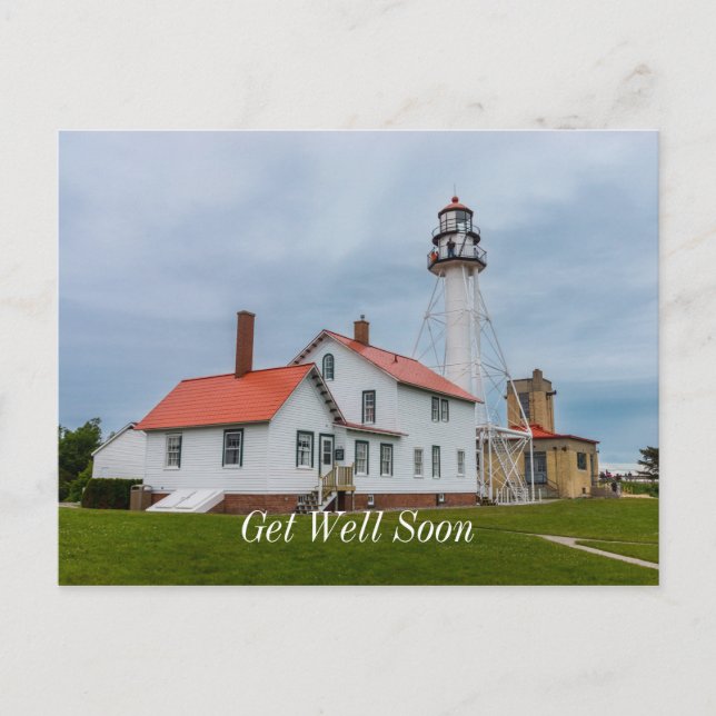 Whitefish Point Lighthouse Snabba Tillbaka Postkor Vykort (Framsida)