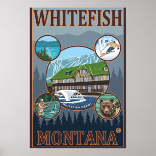 Whitefishen MontanaScenic reser affischen Poster