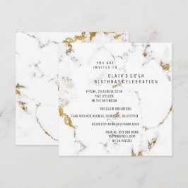 WhiteGold Carrara Marble Geometric Square Party Inbjudningar