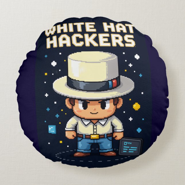 WhiteHat HacKer Rund Kudde (Framsidan)