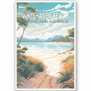 Whitehaven Beach Queensland Australien Travel Art Klistermärken