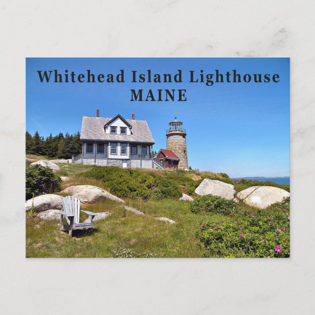 Whitehead Island Lighthouse, Maine Postcard Vykort (Framsida)