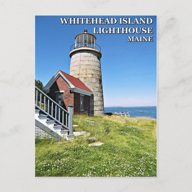 Whitehead Island Lighthouse, Maine Postcard Vykort (Framsida)