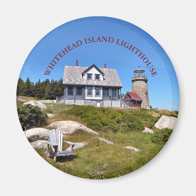 Whitehead Island Lighthouse Maine Round Magnet (Framsidan)