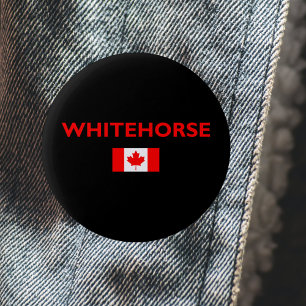 Whitehorse Canada Canadian Flagga Mörk Färg Knapp