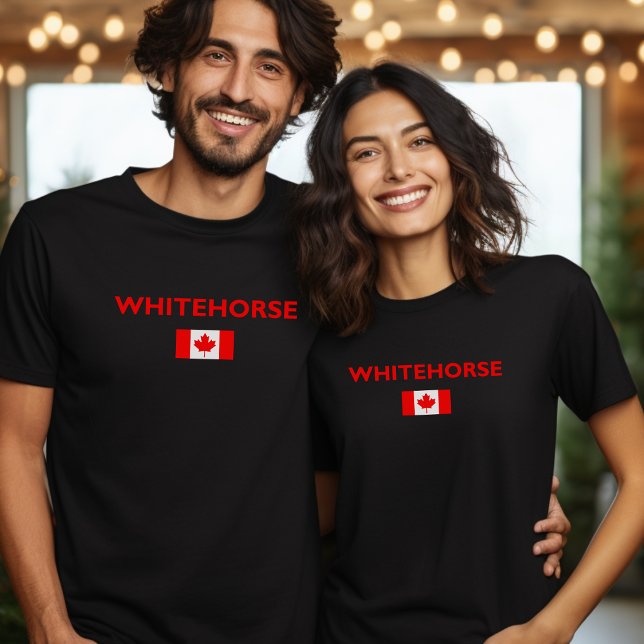 Whitehorse Canada Canadian Flagga Mörk Färg T Shirt (Skapare uppladdad)