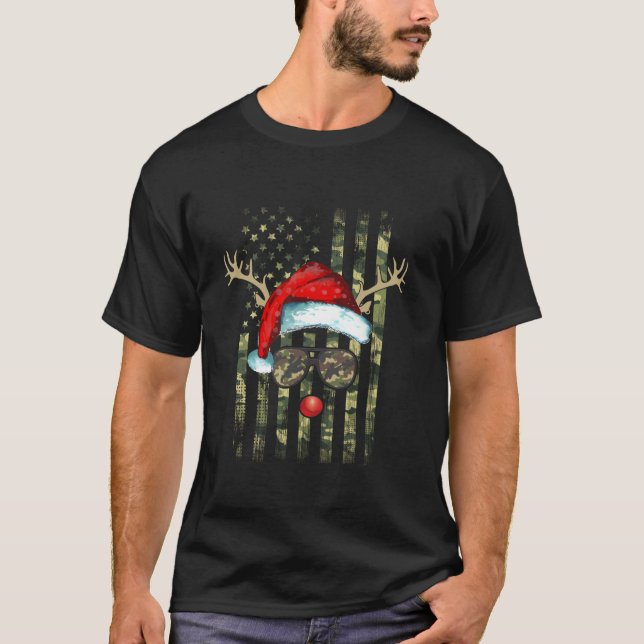 Whitetail Buck Bow Hunter Camo Funny Hjort Hunting T Shirt (Framsida)