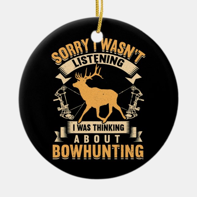 Whitetail Buck Bowhunting Hjort Hunting Bow Hunter Julgransprydnad Keramik (Framsidan)