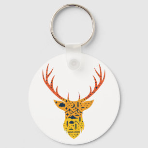 Whitetail Buck Hjort Antler Head Hunting Hunter Nyckelring