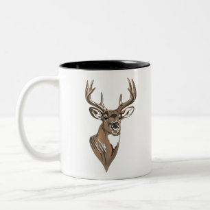 Whitetail Buck Hjort Head Två-Tonad Mugg