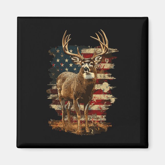 Whitetail Buck Hjort Hunting 4 juli USA Americ Magnet (Framsidan)