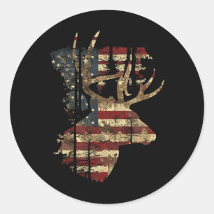 Whitetail Buck Hjort Hunting 4 juli USA Americ Runt Klistermärke