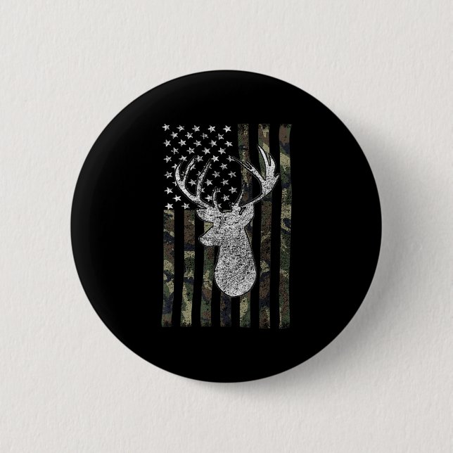 Whitetail Buck Hjort Hunting American Camouflage U Knapp (Framsida)