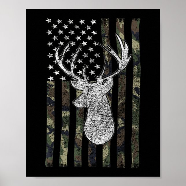 Whitetail Buck Hjort Hunting American Camouflage U Poster (Framsidan)