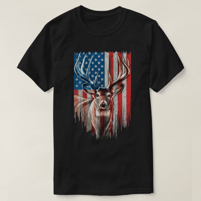 Whitetail Buck Hjort Hunting American Camouflage U T Shirt (Design framsida)