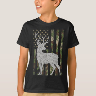 Whitetail Buck Hjort Hunting Camouflage USA flagga T Shirt