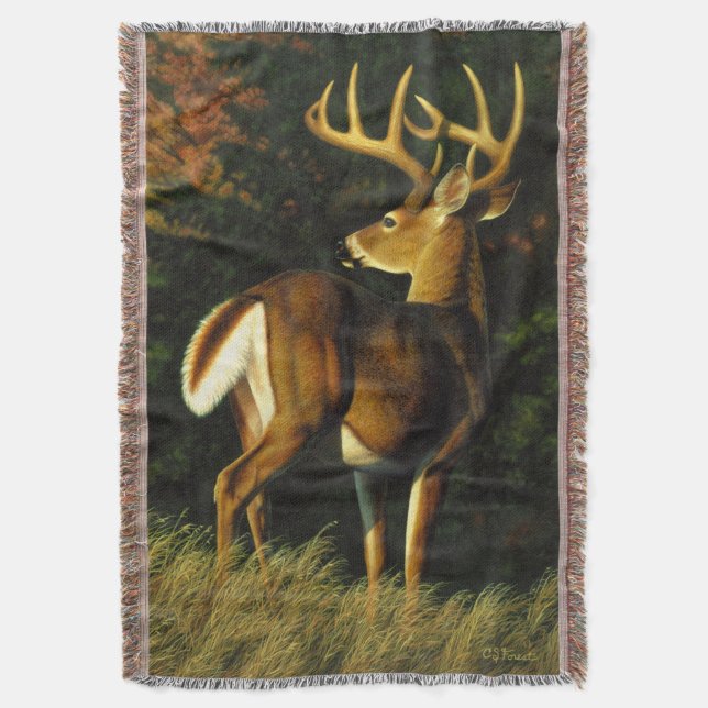Whitetail Buck Hjort Hunting Filt (Framsidan Vertikal)