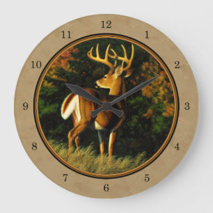 Whitetail Buck Hjort Hunting Tan Stor Klocka