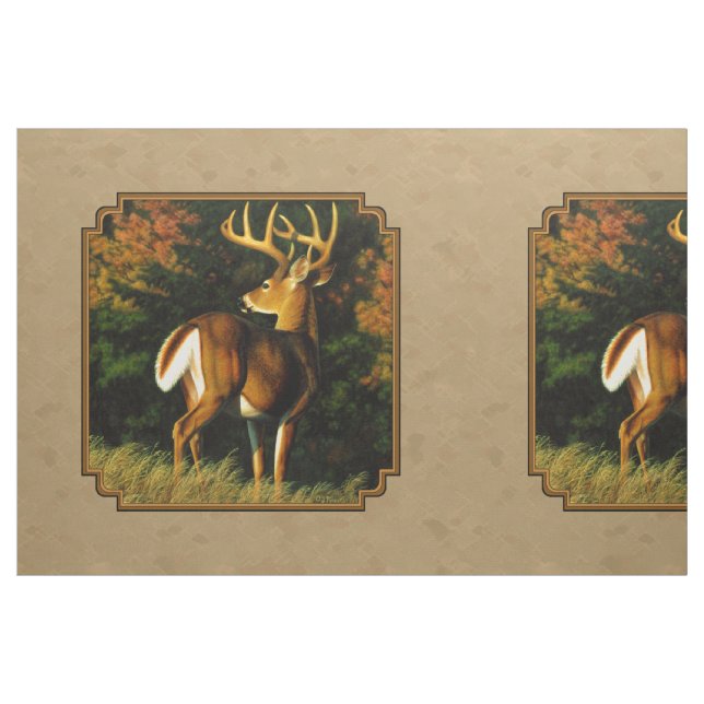 Whitetail Buck Hjort Hunting Tan Tyg (Fat Quarter)